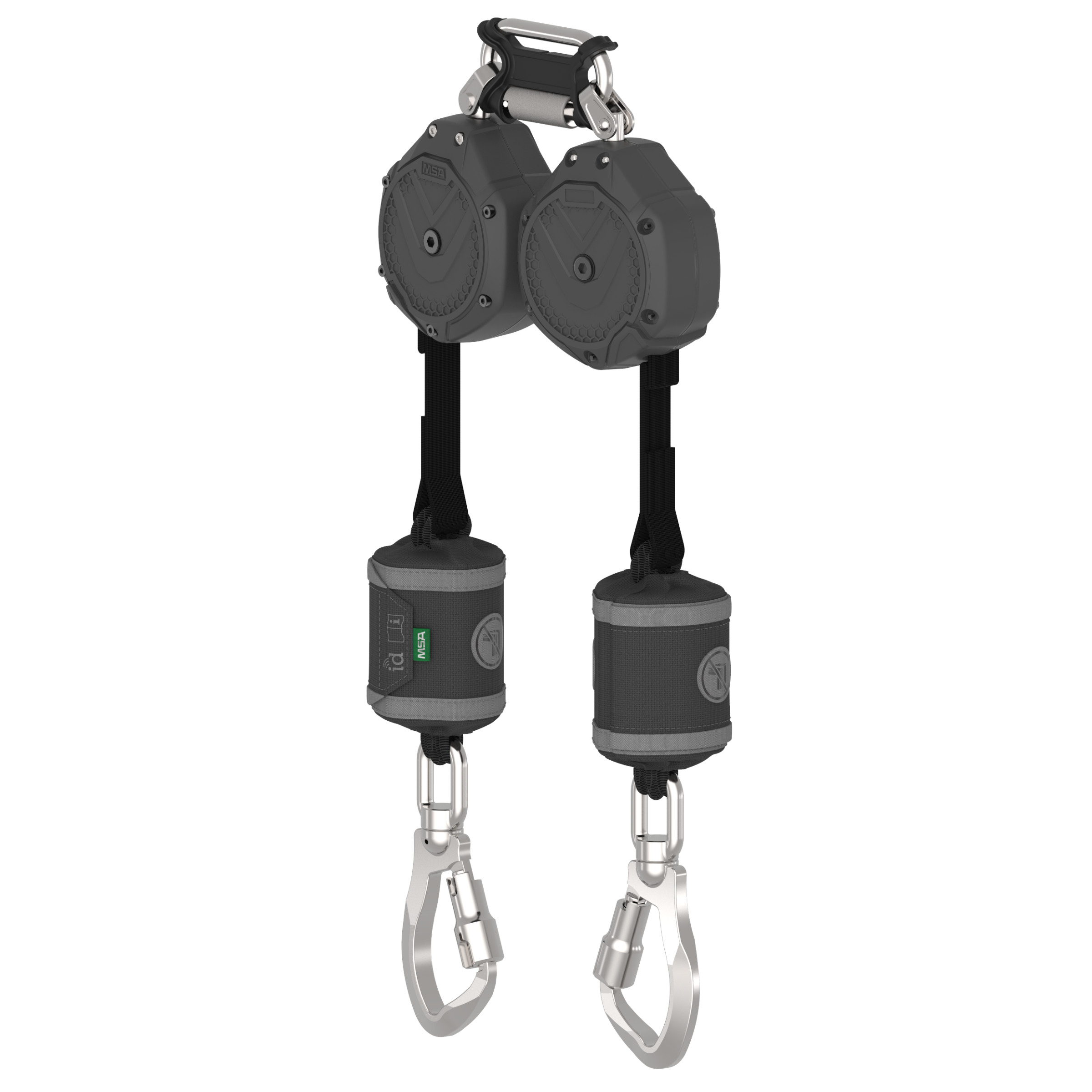 V-SHOCK PFL, 6', twin-leg, swivel aluminum triple action carabiners, twin link triple action carabiner (top), ANSI Z359.14